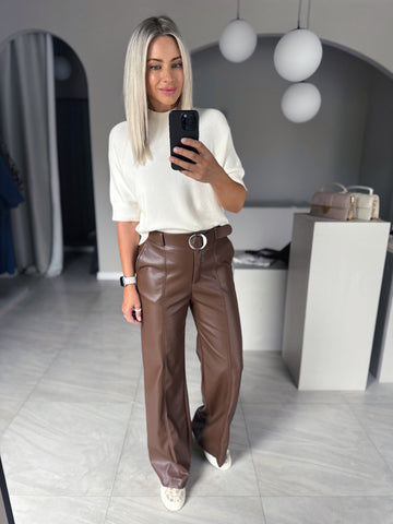 Kožené nohavice Leat Brown