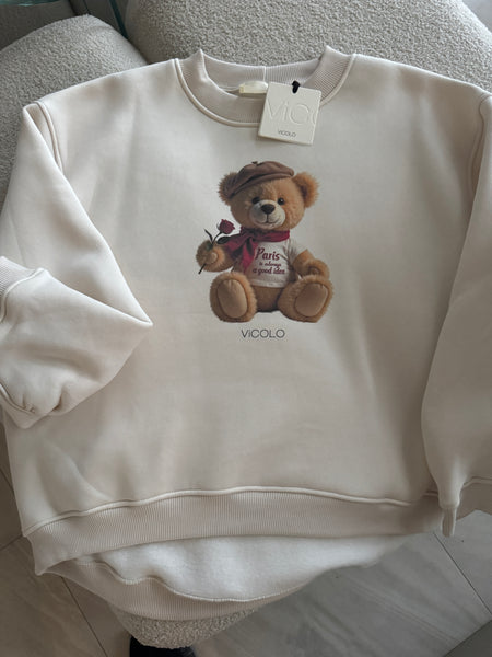 Mikina Ribbon Teddy Beige