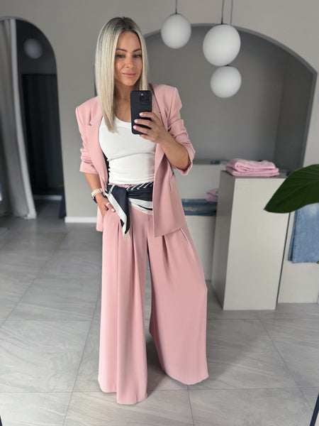 Dámske ružové sako Allen s volánmi, dlhý rukáv