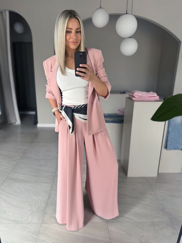 Dámske ružové sako Allen s volánmi, dlhý rukáv