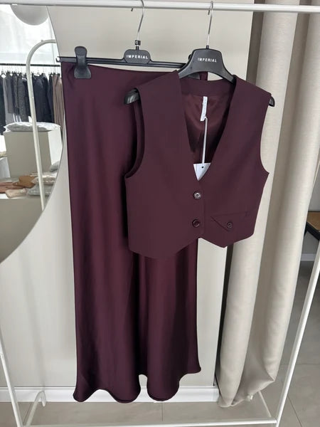 Sukňa Satin Long Burgundy