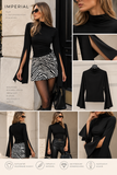 Editorial koláž a styling topu Imperial Cape Sleeve Black