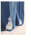 Dámske modré rifle Please Wide Leg s rozstrapkanými spodnými lemami – Miracolo Fashion
