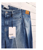 Dámske modré rifle Please Wide Leg s rozstrapkanými spodnými lemami – Miracolo Fashion