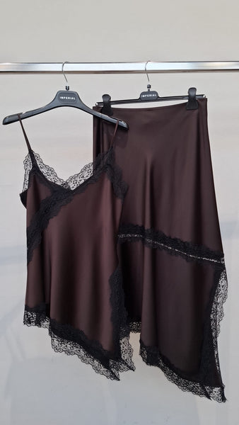Sukňa Lace Satin Brown