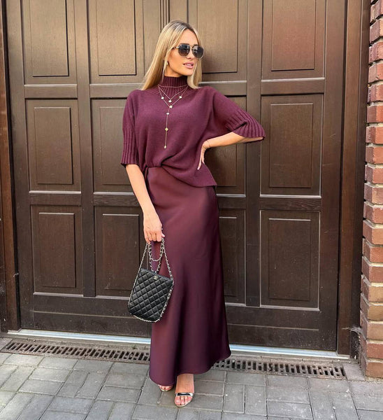 Sukňa Satin Long Burgundy