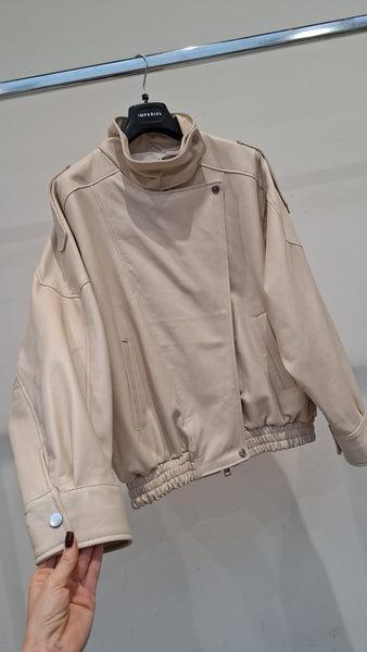 Kožená bunda Loel Beige