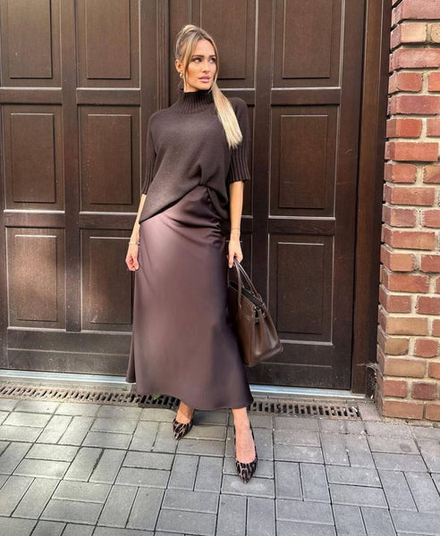 Sukňa Satin Long Brown