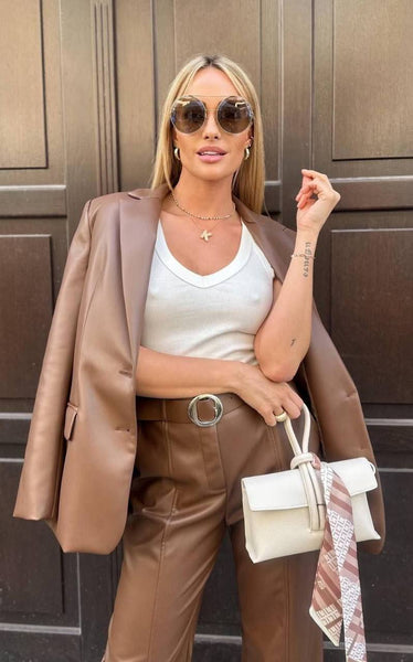 Kožené nohavice Leat Brown