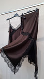 Sukňa Lace Satin Brown