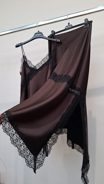 Sukňa Lace Satin Brown